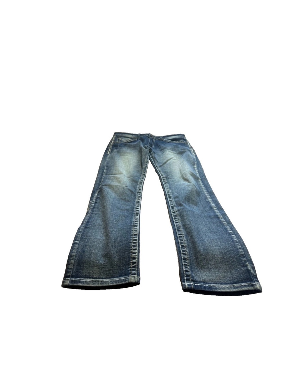 Monarchy Collection Mens Blue Embroidered Heavy Stitch Straight Jeans Sz 34x32